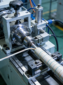 High-speed wire and cable extrusion line using Shengde PE-g-MAH compatibilized compounds.